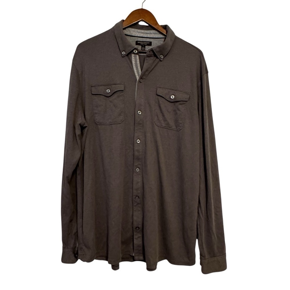 Banana Republic Luxury Touch Gray Long Sleeve Button Down Shirt